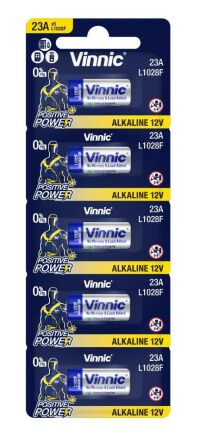 Imagem de Bateria 23A - 12V Alcalina - Vinnic (Cartela com 5 unidades)